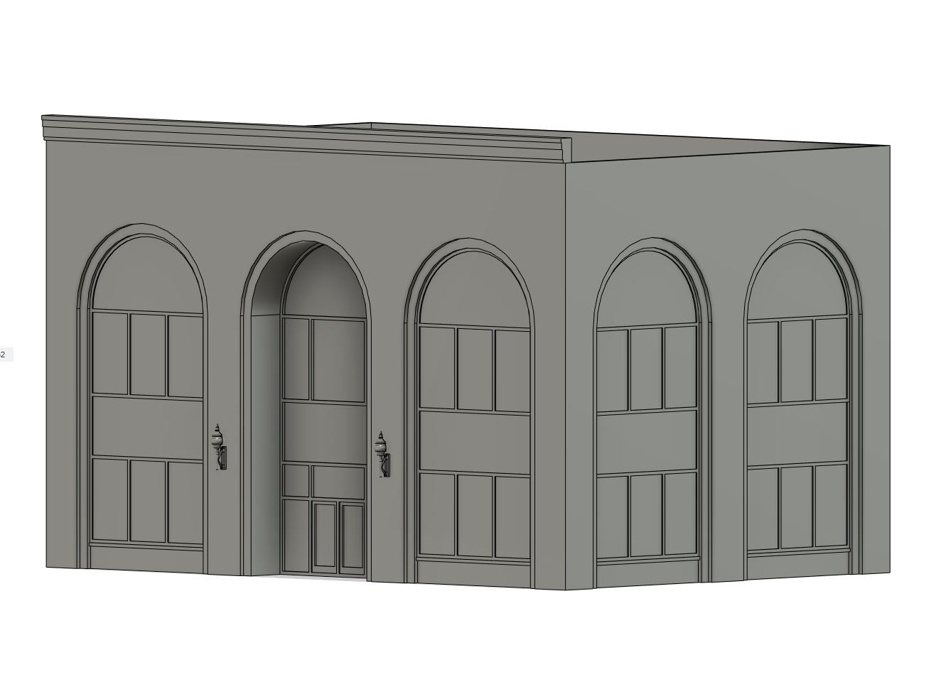 Large Arched Office Building Brick Exterior